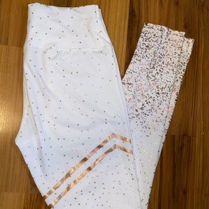 White and gold leggings